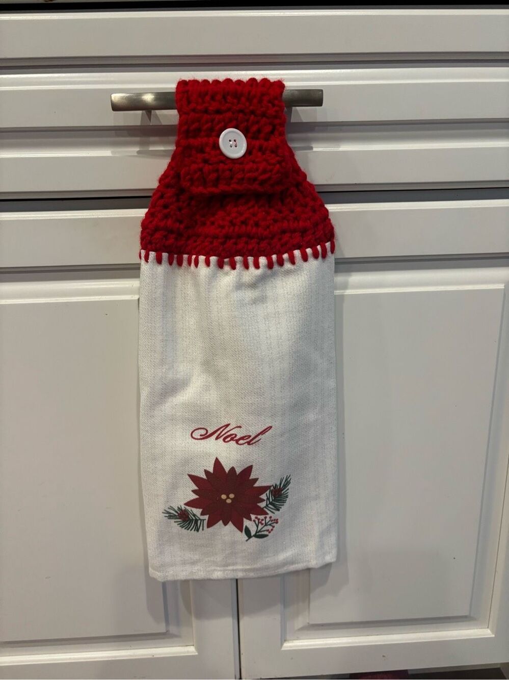 Crochet Top Kitchen Towel-Noel (poinsettia)